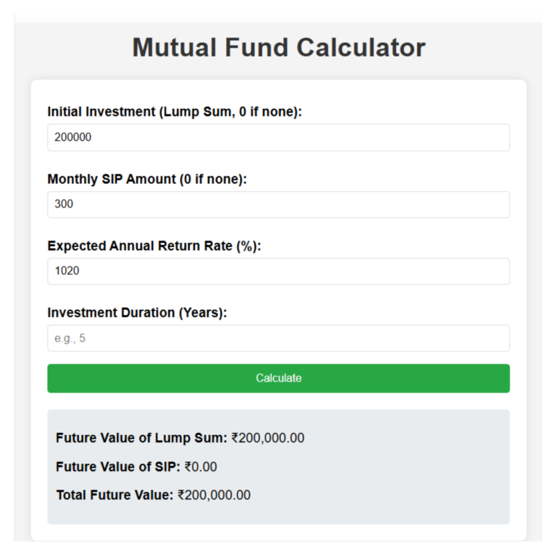 Mutual Fund Calculator